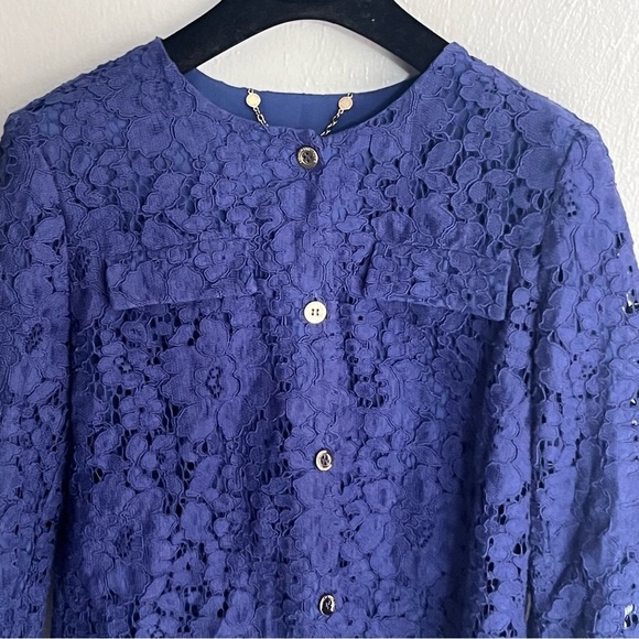 Chicos Black Label Petites Royal Blue Cropped Lace Jacket Size - Picture 7 of 13